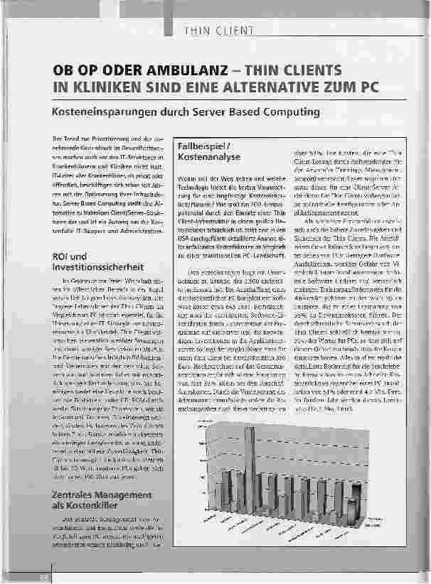 Vorschauseite 1: OB OP ODER AMBULANZ - THIN CLIENTSIN KLINIKEN SIND EINE ALTERNATIVE ZUM PCKosteneinsparungen durch Server Based Computing