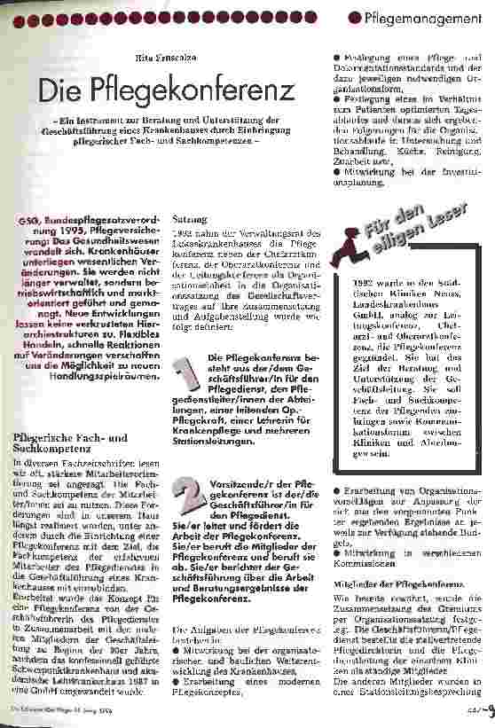 Vorschauseite 1: Die Pflegekonferenz Ein Instrument zur Beratung und Unterstützung der Geschäftsführung eines Krankenhauses durch Einbringung pflegerischer Fachund Sachkompetenz