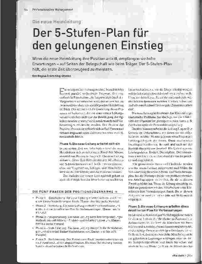 Vorschauseite 1: Die neue HeimleitungDer 5-Stufen-Plan für den gelungenen Einstieg