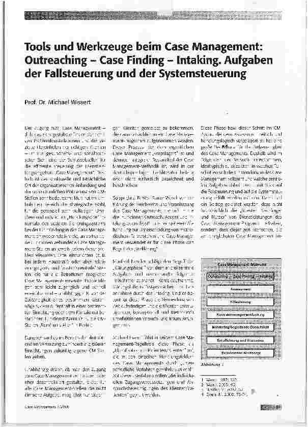Vorschauseite 1: Tools und Werkzeuge beim Case Management: Outreaching - Case Finding - Intaking. Aufgaben der Fallsteuerung und der Systemsteuerung