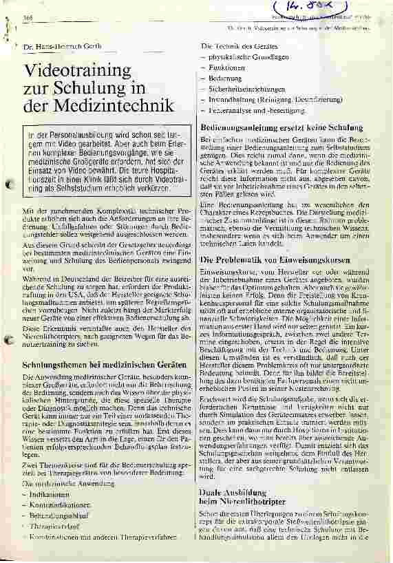 Vorschauseite 1: Vidiotraining zur Schulung in der Medizintechnik
