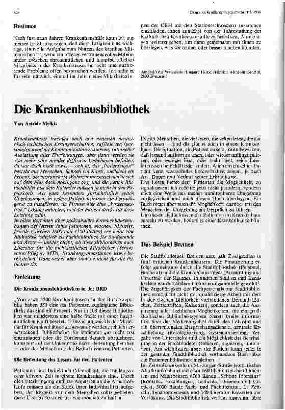 Vorschauseite 1: Die Krankenhausbibliothek