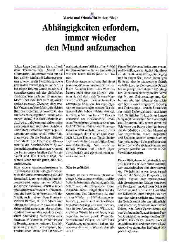 Vorschauseite 1: Abhängigkeiten erfordern, immer wieder den Mund aufzumachen Macht und Ohnmacht in der Pflege