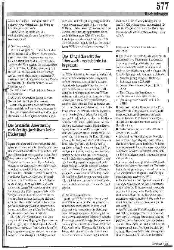 Vorschauseite 3: Fixierung und Heimaufsicht / Urteil des OVG Berlin vom 30.01.1985