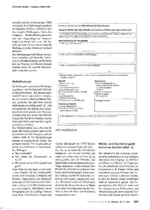 Vorschauseite 3: Critical Incident Reporting System (CIRS) am Universitätsklinikum Rostock mit Beteiligung der Zentralapotheke - Projekt zur Steigerung der Patientensicherheit