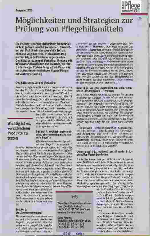 Vorschauseite 1: Möglichkeiten und Strategien zur Prüfung von Pflegehilfsmitteln