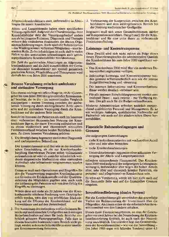 Vorschauseite 3: Das Krankenhaus 2000: Zentrum hochtechnischer medizinischer Leistung