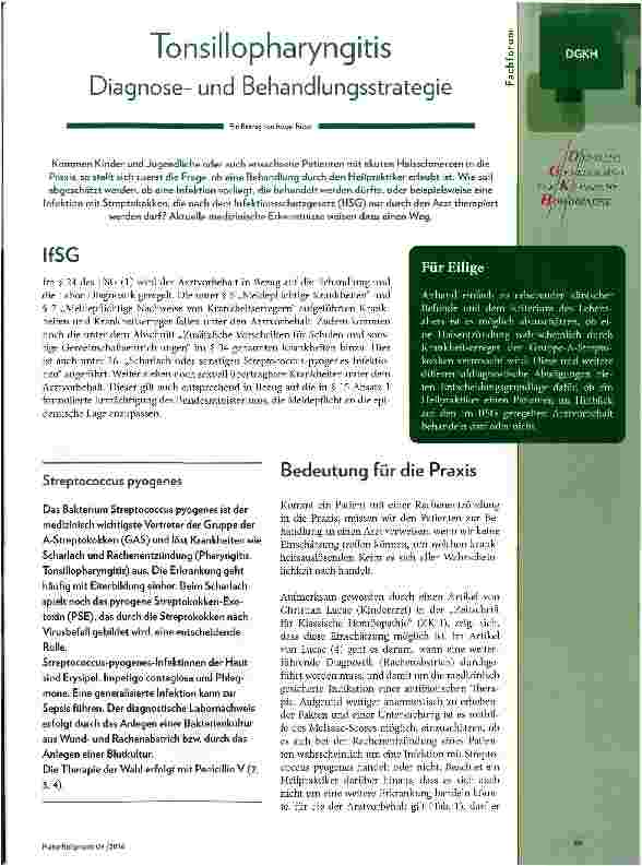 Vorschauseite 1: Tonsillopharyngitis