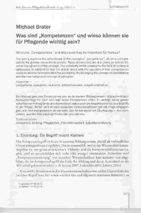 Vorschauseite 1: Was sind „Kompetenzen und wieso können sie für Pfiegende wichtig sein?