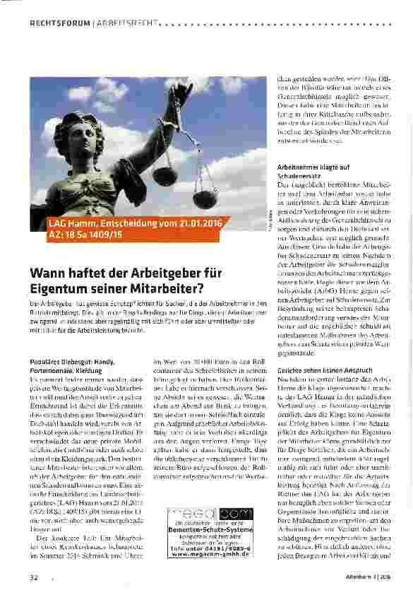 Vorschauseite 1: Wann haftet der Arbeitgeber für Eigentum seiner Mitarbeiter?