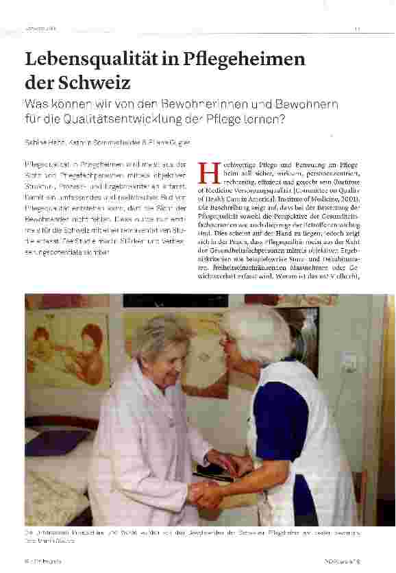 Vorschauseite 1: Lebensqualität in Pflegeheimen der Schweiz