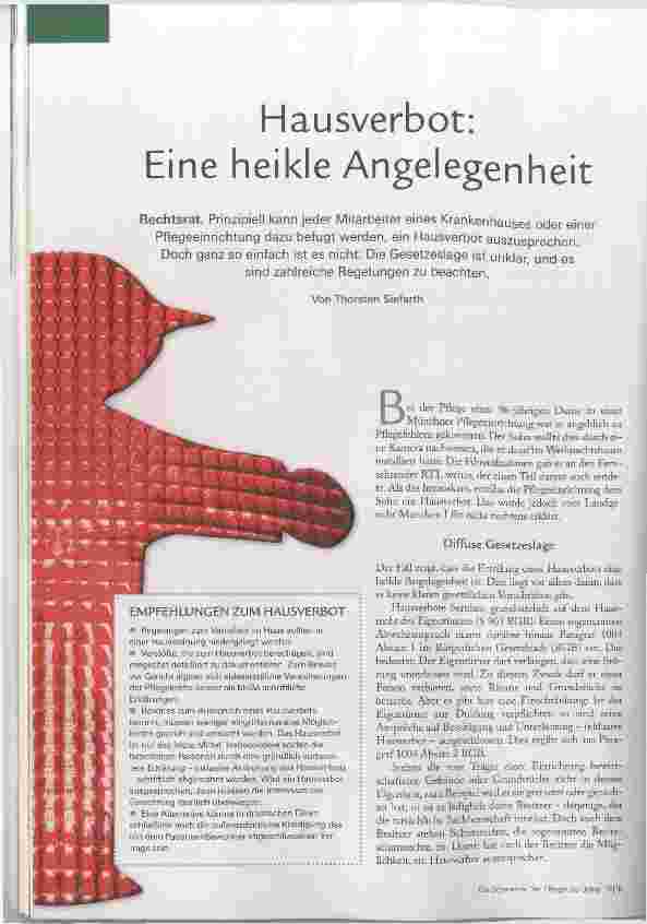Vorschauseite 1: Hausverbot: Eine heikle Angelegenheit