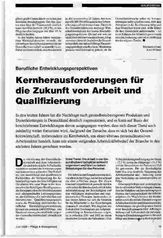 Vorschauseite 1: Berufliche EntwicklungsperspektivenKernherausforderungen für die Zukunft von Arbeit und Qualifizierung