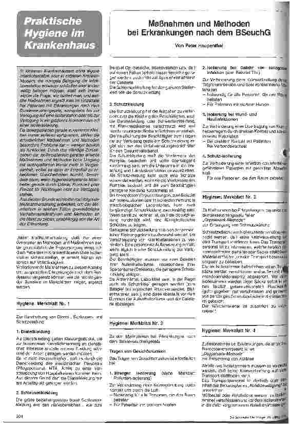 Vorschauseite 1: Maßnahmen und Methoden bei Erkrankung nach dem Bundesseuchengesetz