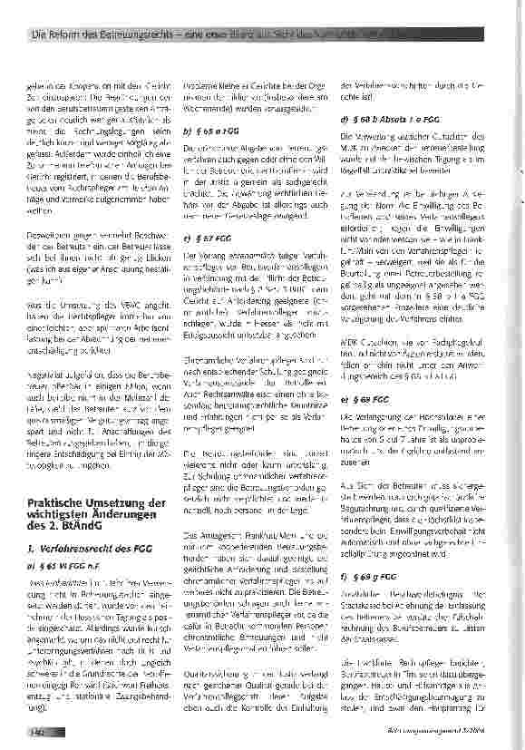 Vorschauseite 2: Die Reform des Betreuungsrechts - eine erste Bilanz aus Sicht des Vormundschaftsrichters1