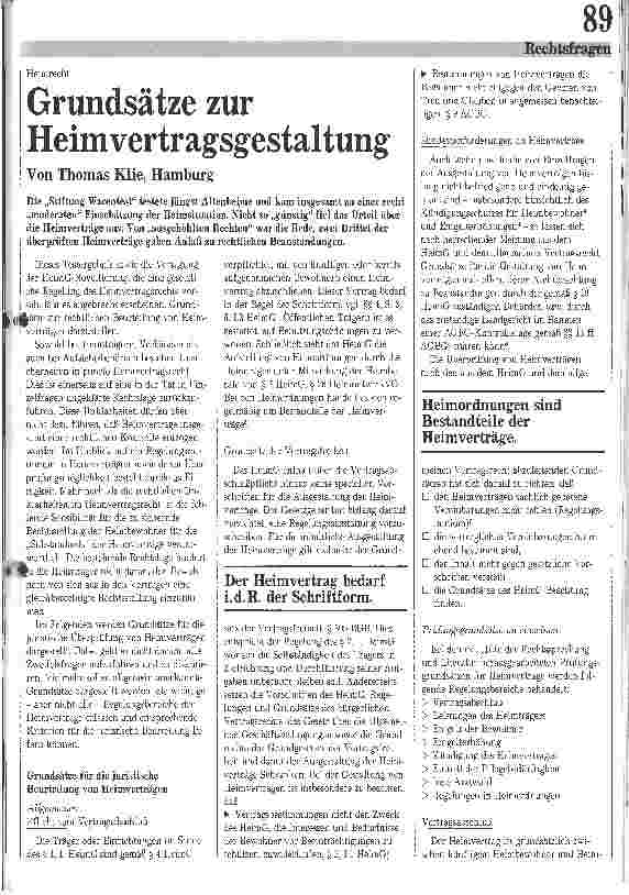 Vorschauseite 1: Grundsätze zur Heimvertragsgestaltung