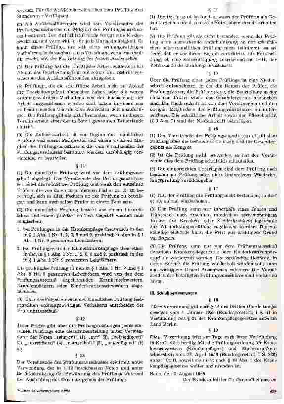 Vorschauseite 3: Ausbildungsund Prüfungsordnung für Krankenschwestern, Krankenpfleger und Kinderkrankenschwestern