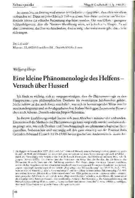 Vorschauseite 1: Eine kleine Phänomenologie des Helfens -Versuch über Husserl