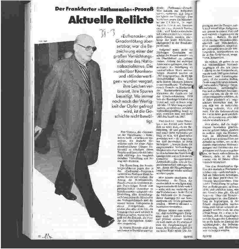 Vorschauseite 1: Aktuelle Relikte Der Frankfurter Euthanasie-Prozeß
