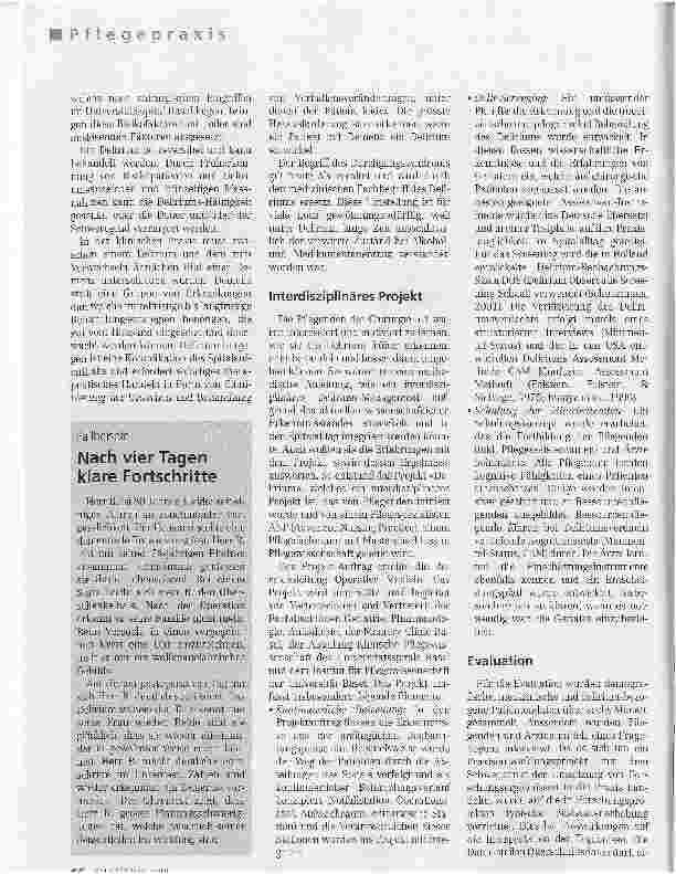 Vorschauseite 2: Projekt Delir-Management am Universitätsspital BaselMehr Handlungsoptionen bei akuter Verwirrtheit