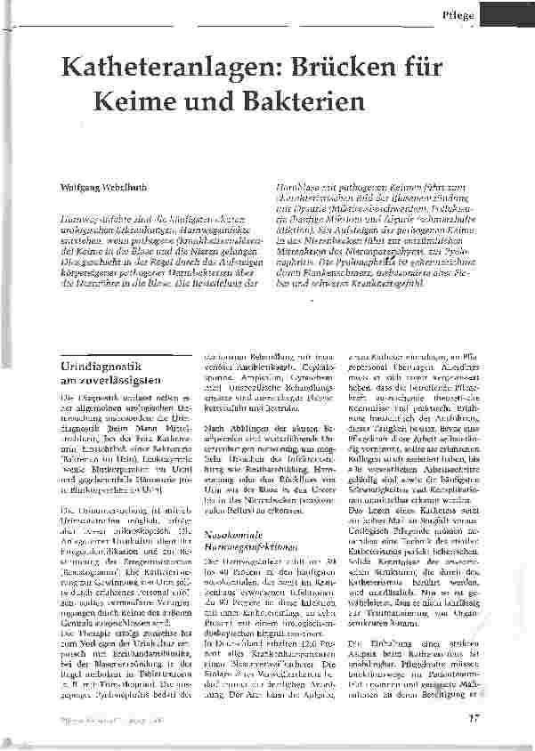 Vorschauseite 1: Katheteranlagen: Brücken für Keime und Bakterien