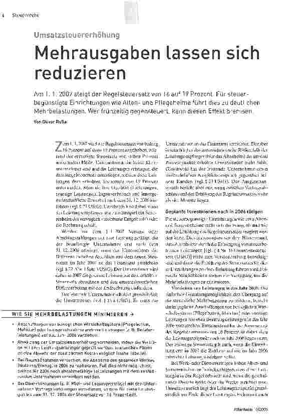 Vorschauseite 1: Mehrausgaben lassen sich reduzieren