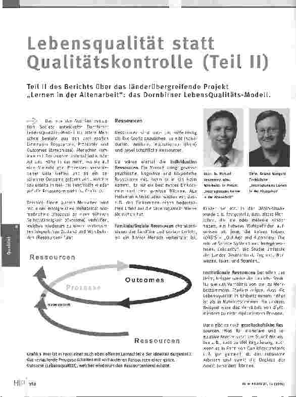 Vorschauseite 1: Lebensqualität statt Qualitätskontrolle (Teil II)