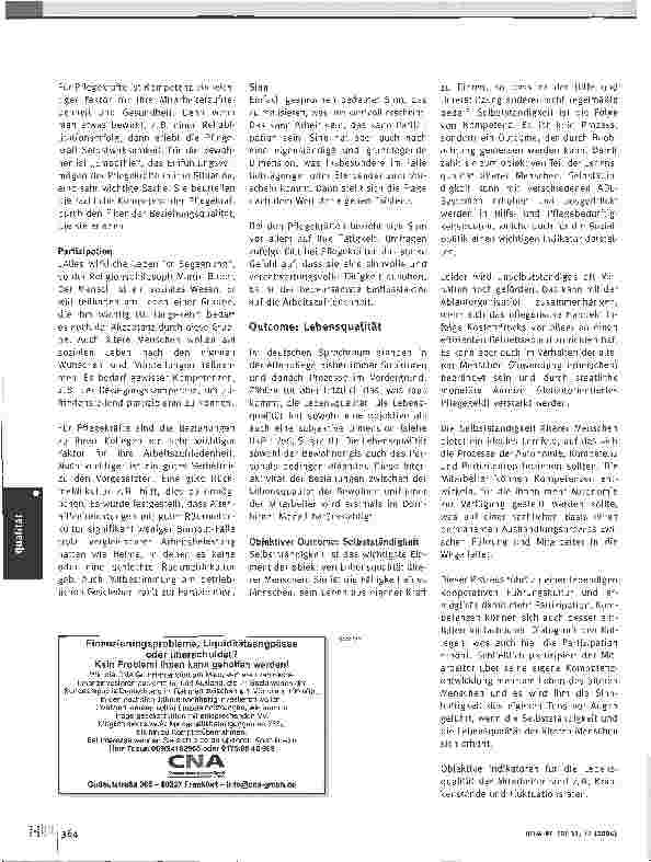 Vorschauseite 3: Lebensqualität statt Qualitätskontrolle (Teil II)