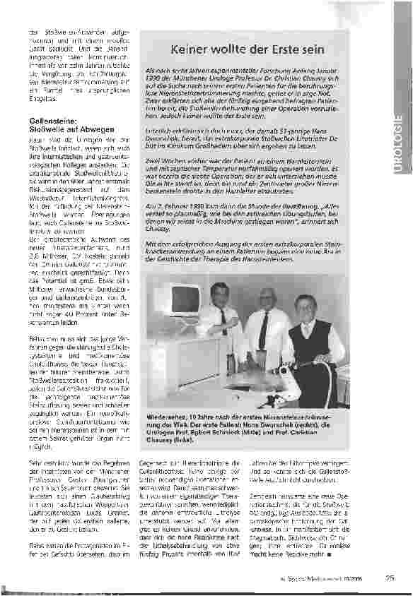 Vorschauseite 4: Bio-medizinisches Novum 25 Jahre Nierensteinzertrümmerung - Stoßwelle bekommt Konkurrenz