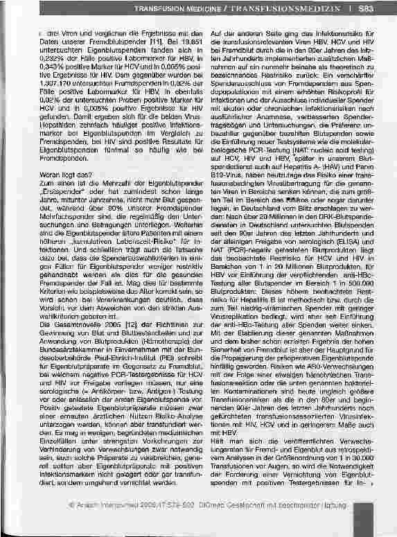 Vorschauseite 5: Nutzen-Risiko-Bewertung der präoperativen Eigenblutspende (PAB): Individuelle Indikationsstellung erforderlich