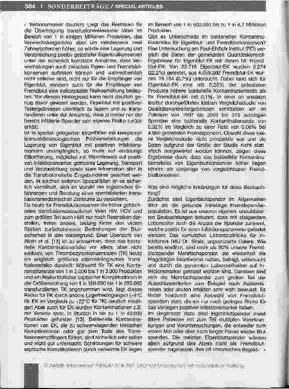 Vorschauseite 6: Nutzen-Risiko-Bewertung der präoperativen Eigenblutspende (PAB): Individuelle Indikationsstellung erforderlich