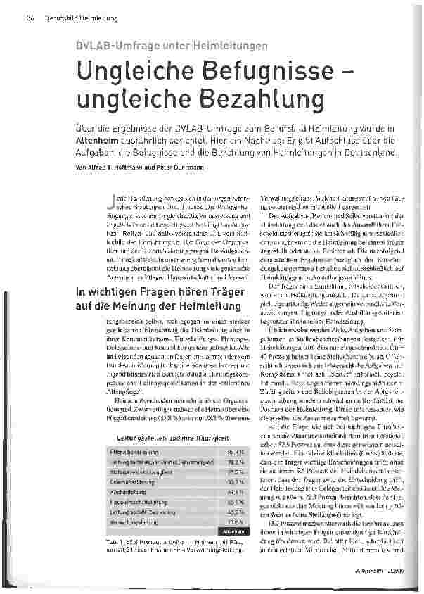 Vorschauseite 1: DVLAB - Umfrage unter Heimleitungen Ungleiche Befugnisse -ungleiche Bezahlung