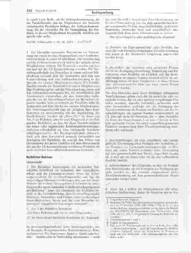 Vorschauseite 2: Notwendigkeit einer erneuten oder ergänzenden Konformitätsbewertung für Blutzuckerselbstkontrollteststreifen