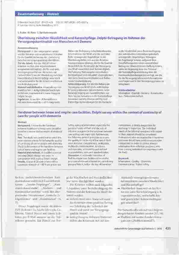 Vorschauseite 3: Überleitung zwischen Häuslichkeit und Kurzzeitpflege