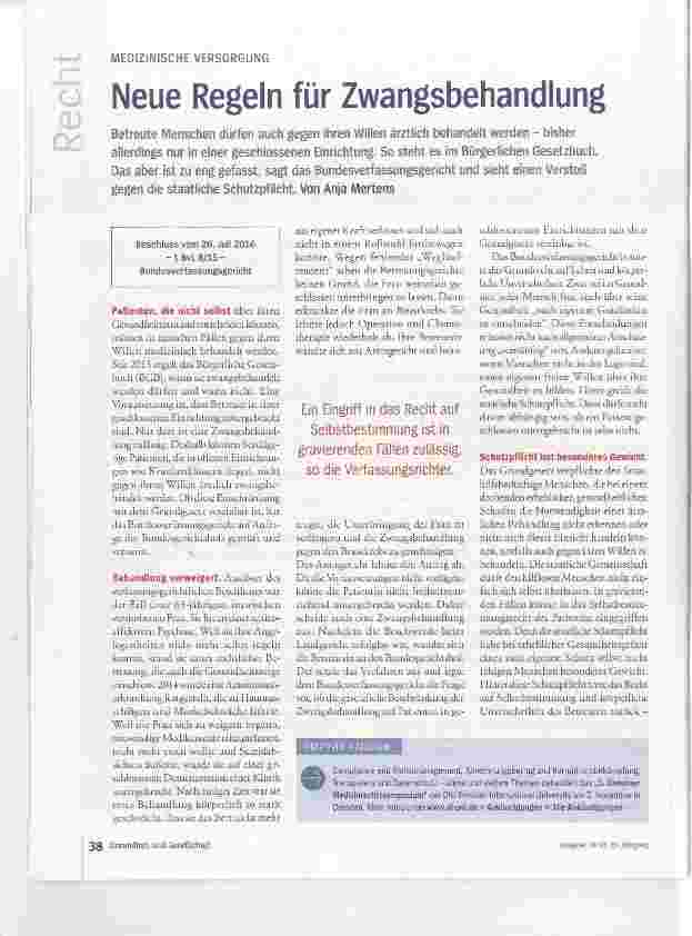 Vorschauseite 1: Neue Regeln für Zwangsbehandlung