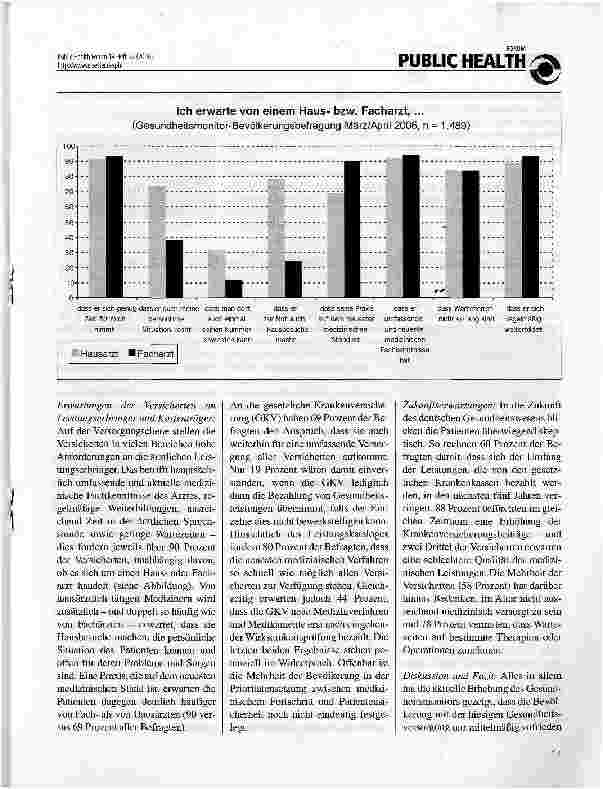 Vorschauseite 2: Erwartungen der Bevölkerung an die Gesundheitsversorgung