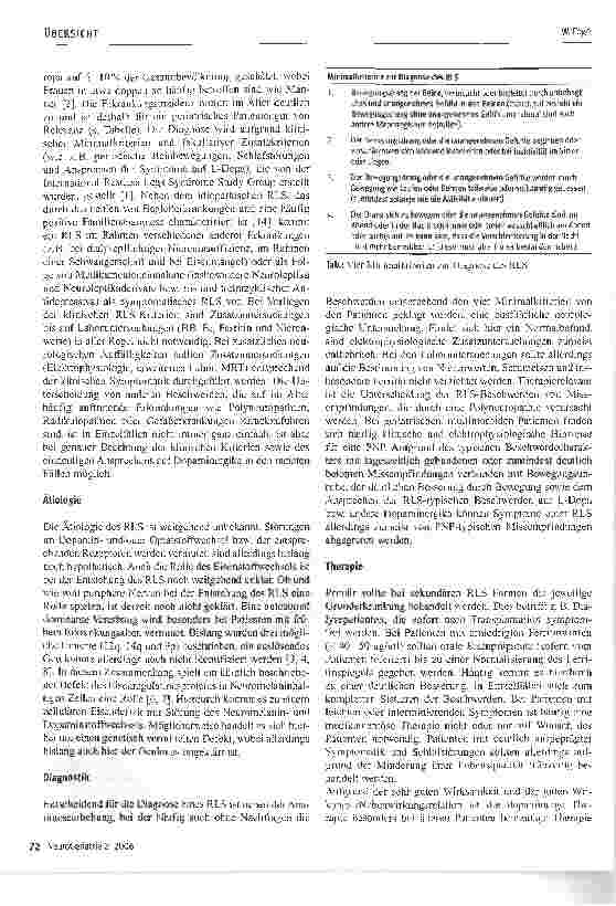 Vorschauseite 2: Aspekte der Therapie des Restless Legs Syndroms (RLS) in der täglichen geriatrisehen Praxis