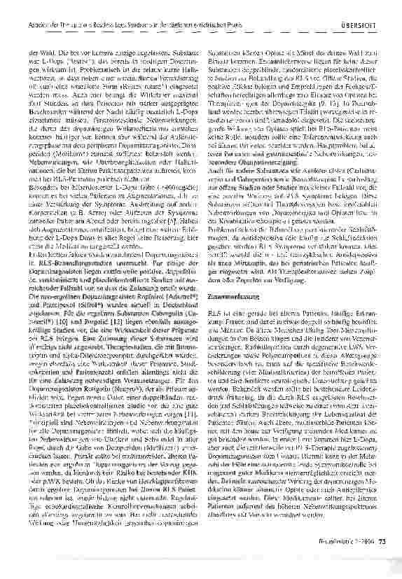 Vorschauseite 3: Aspekte der Therapie des Restless Legs Syndroms (RLS) in der täglichen geriatrisehen Praxis