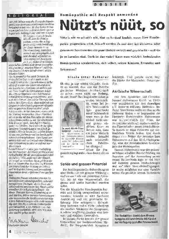 Vorschauseite 1: Nützts nüt so schadtsHomöopathie mit Respekt anwenden
