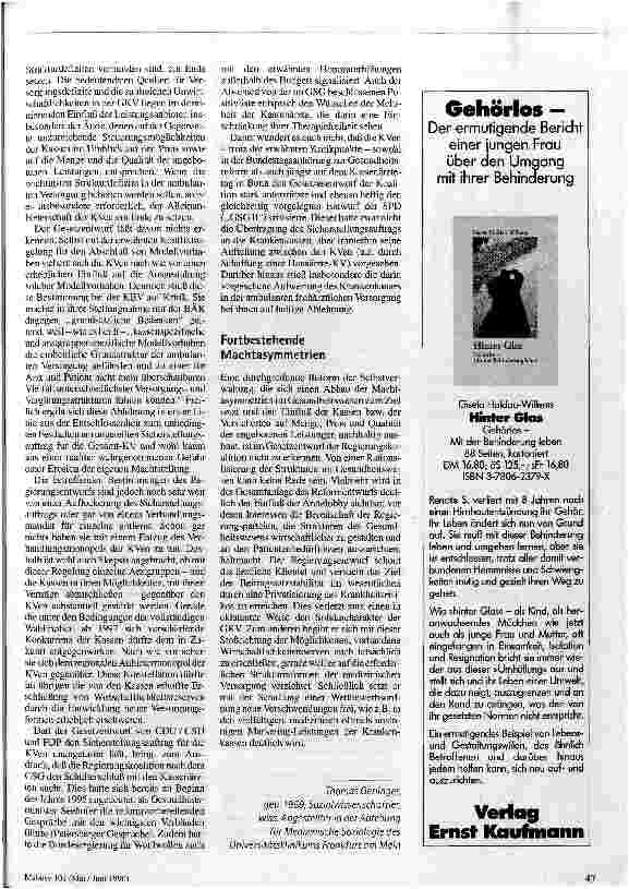 Vorschauseite 4: Kassenärzteschaft und Dritte Stufe der Gesundheitsreform