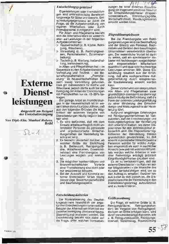 Vorschauseite 1: Externe Dienstleistungen / dargestellt am Beispiel der Unterhaltsreinigung