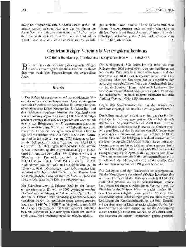 Vorschauseite 1: Gemeinnütziger Verein als Vertragskrankenhaus