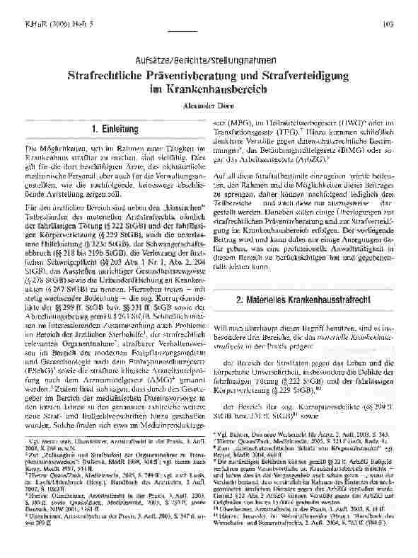 Vorschauseite 1: Strafrechtliche Präventivberatung und Strafverteidigungim Krankenhausbereich