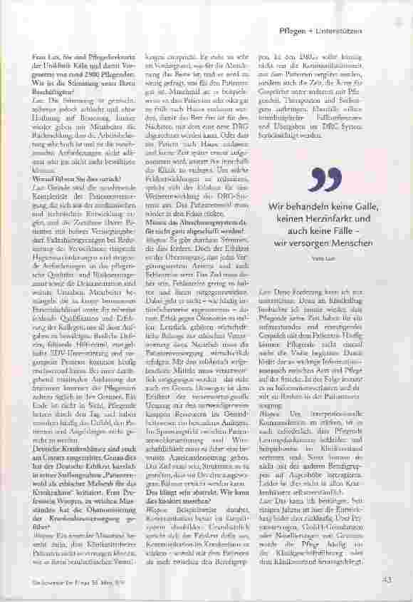 Vorschauseite 2: Die Pflege muss wieder menschlicher werden