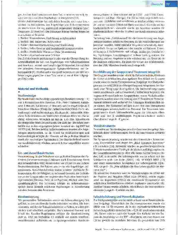 Vorschauseite 2: Zusammenfassende Ergebnisse zur Existenziell Behavioralen Therapie (EBT) für Angehörige von Palliativpatienten
