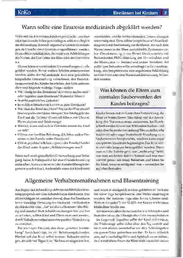 Vorschauseite 2: Einnässen bei Kindern