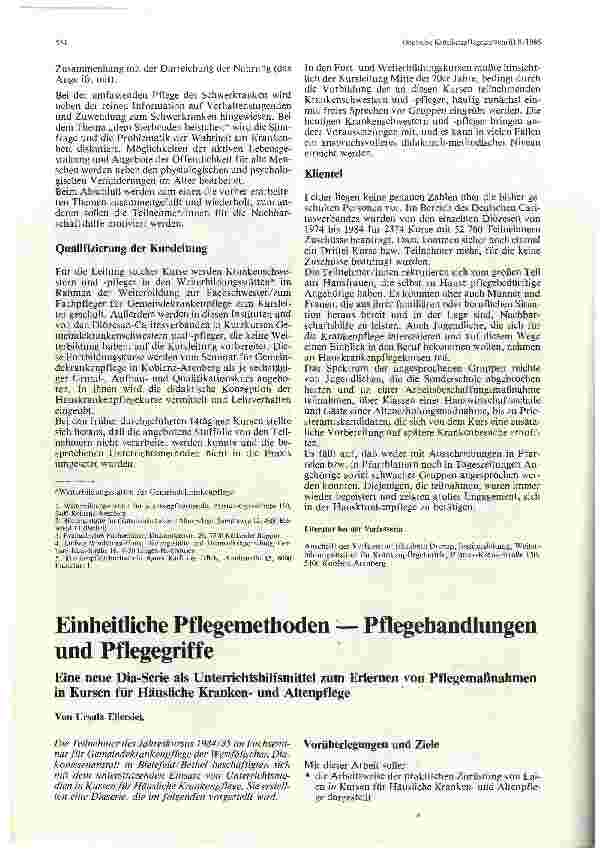 Vorschauseite 1: Einheitliche Pflegemethoden — Pflegehandlungen und Pflegegriffe