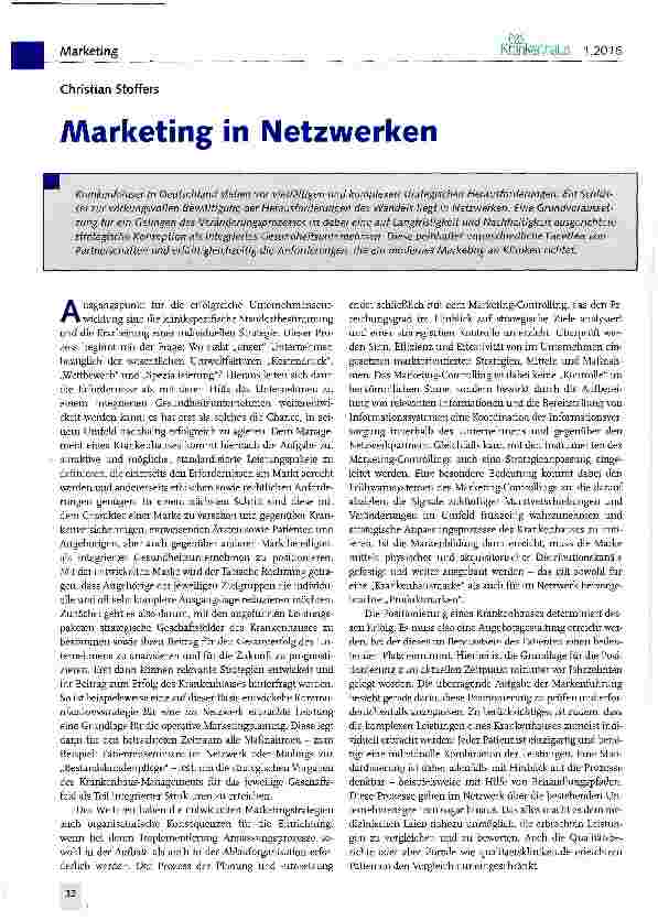 Vorschauseite 1: Marketing in Netzwerken
