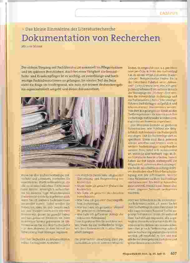 Vorschauseite 1: Dokumentation von Recherchen