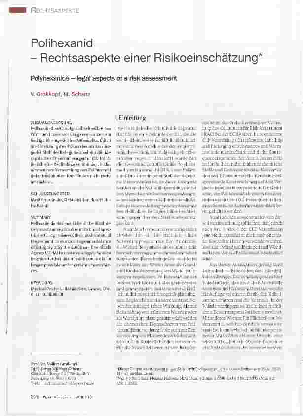 Vorschauseite 1: Polihexanid Rechtsaspekte einer Risikoeinschätzung